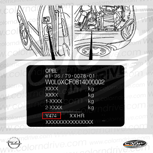 OPEL paint code label example 1