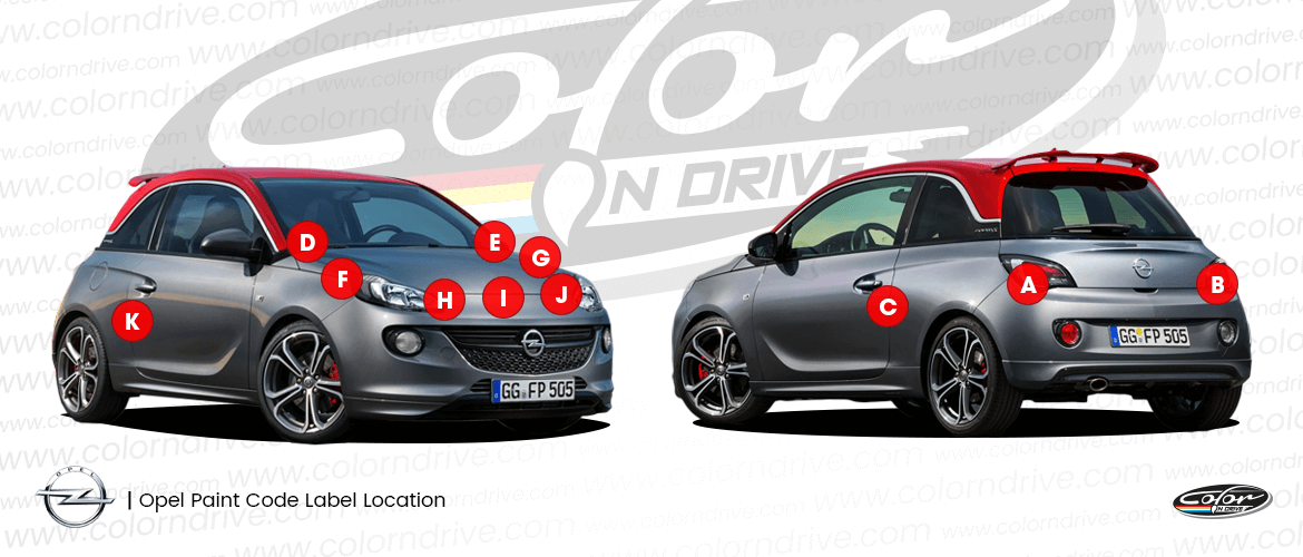 OPEL boya kodu etiketi konum diyagramı
